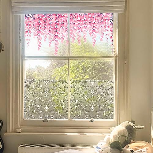 Miniatura 5 de Adhesivo original de glicina dibujado a mano, transparente, de doble cara, extraíble, estática, para decoración de ventanas de vidrio, acuarela