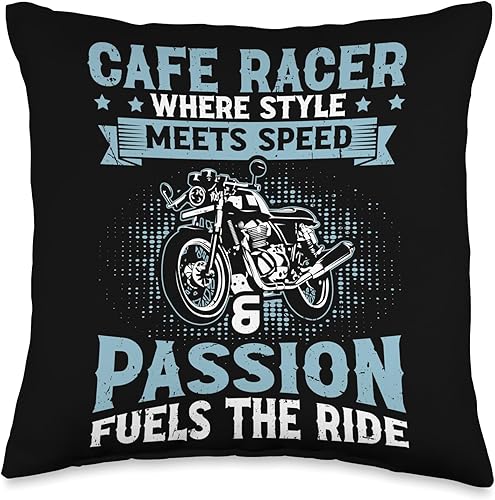 Vintage Cafe Racer Shirts & Cafe Motorcycle Gifts Style Meets Speed & Passion Fuels The Ride-Cafe Racer - Almohada de 16 x 16 pulgadas, multicolor