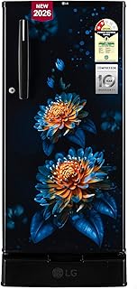 LG 185 L, 2 Star, Direct Cool Single Door Refrigerator (GLD1925XOEF, Ebony Florance, Base stand with Drawer)