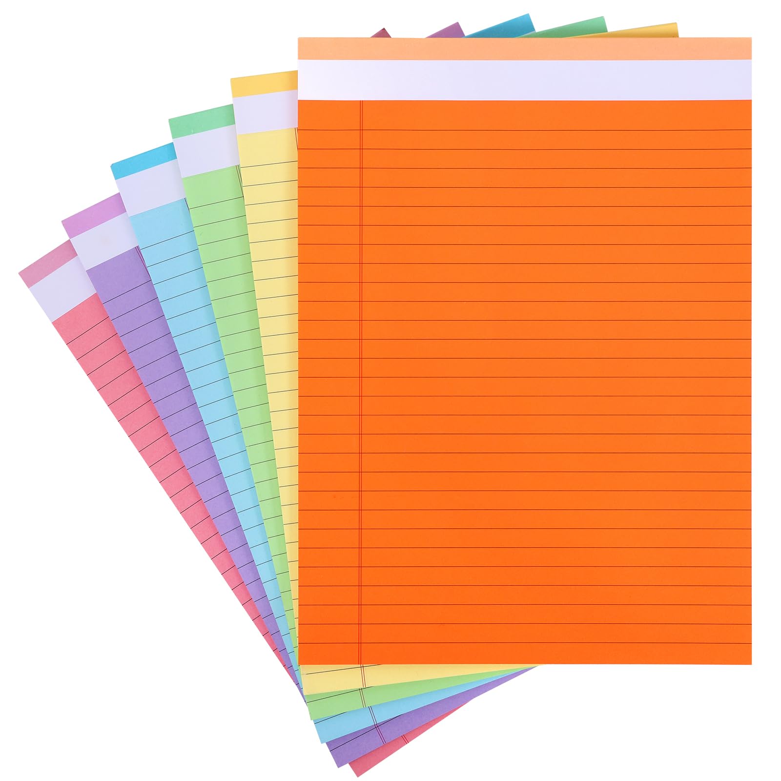 LABUK 6 Pack Legal Pads Writing Pads 8.5x11 Inch, To-Do List Notepad 30 Sheets Wide Ruled with Sturdy Back or School Office Home, Colorful Perforated