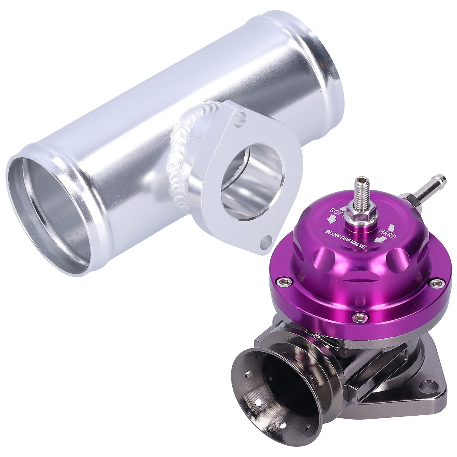 Válvula de purga, SDD ‑ BOVGRSBL FPG250, válvula de purga de turbo universal de palanquilla de aluminio tipo RS BOV con tubo de brida de 2,5 pulgadas(Púrpura)