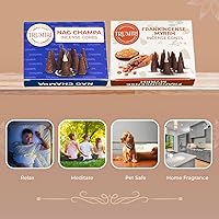 Vista 253 de TRUMIRI Incense Cones - Combo Pack of 20 Cone Incense - 10 Nag Champa + 10 Palo Santo - Insence Cones - Incense Cones Scented - Cone Incense Scents