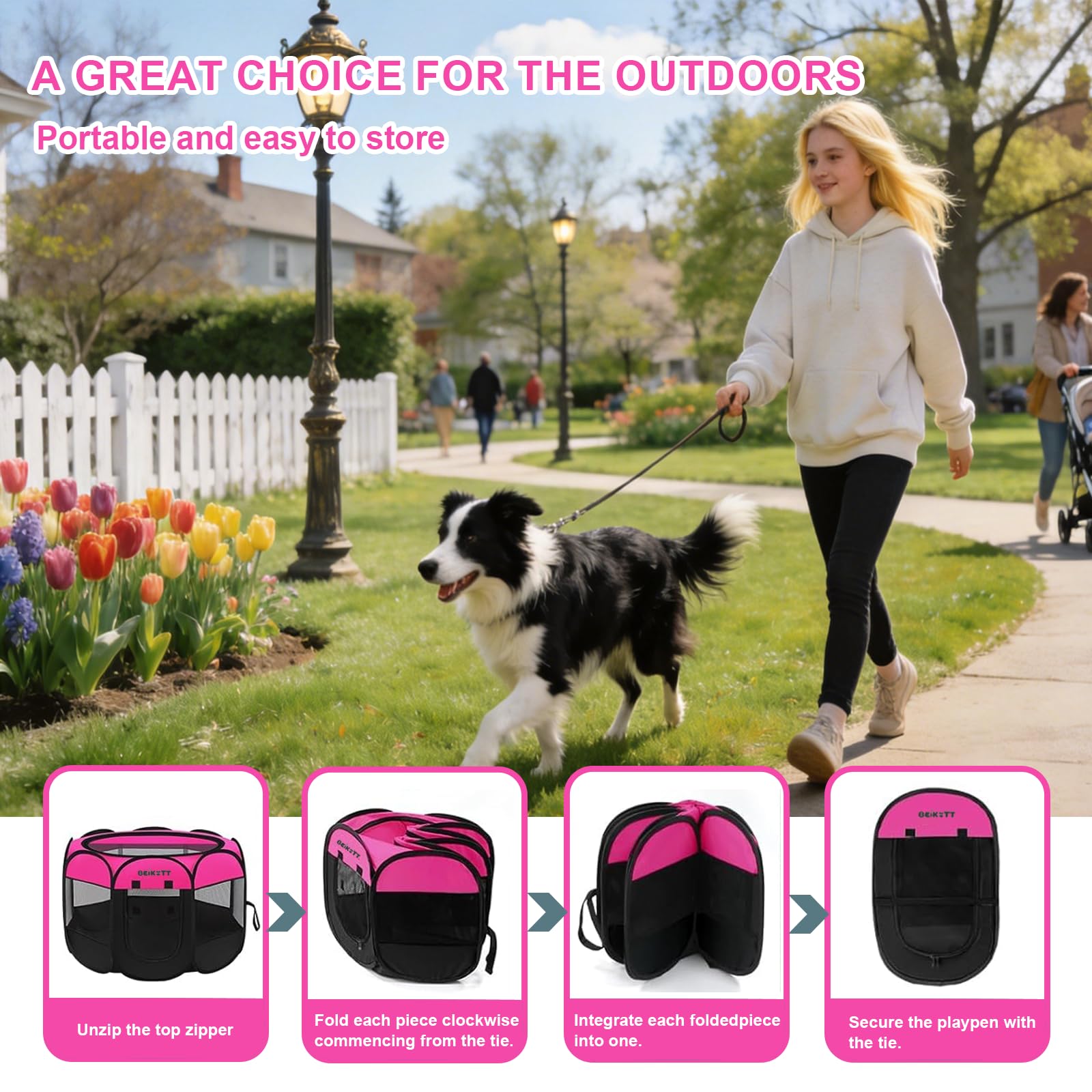 Parc de jeu pliable pour chien, tente d'exercice portable pour chiots/chiens/chats/lapins, tente de jeu pour chien avec housse en maille amovible pour voyage à l'intérieur et à l'extérieur