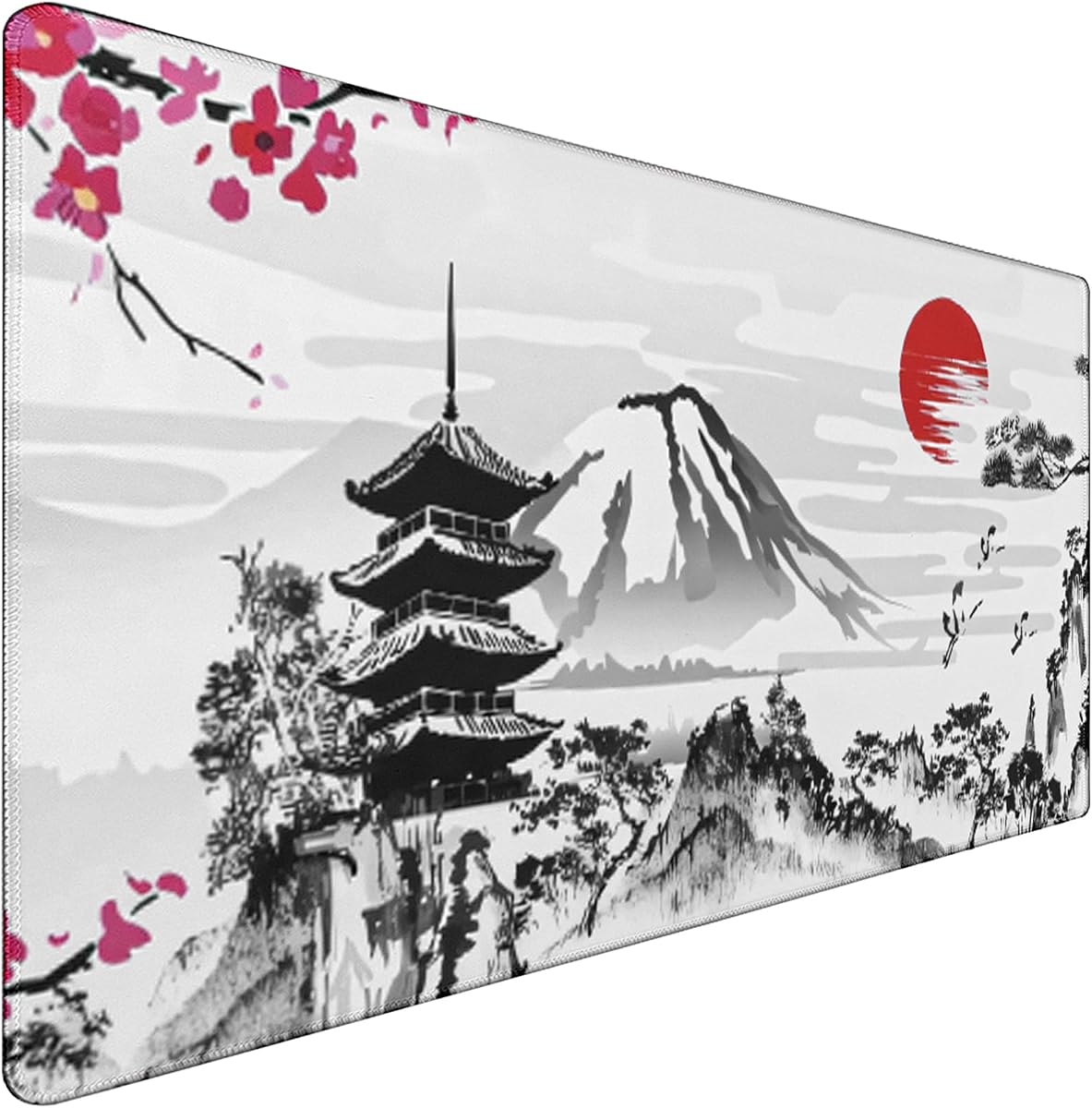 Japanese Landscape Large Mouse Pad Large Extended Mouse Pad | 31.5x15.7inch Big Computer Mousepad Waterproof Non-Slip Rubber Mice Pads Stitched Edges Home Office Gaming Work