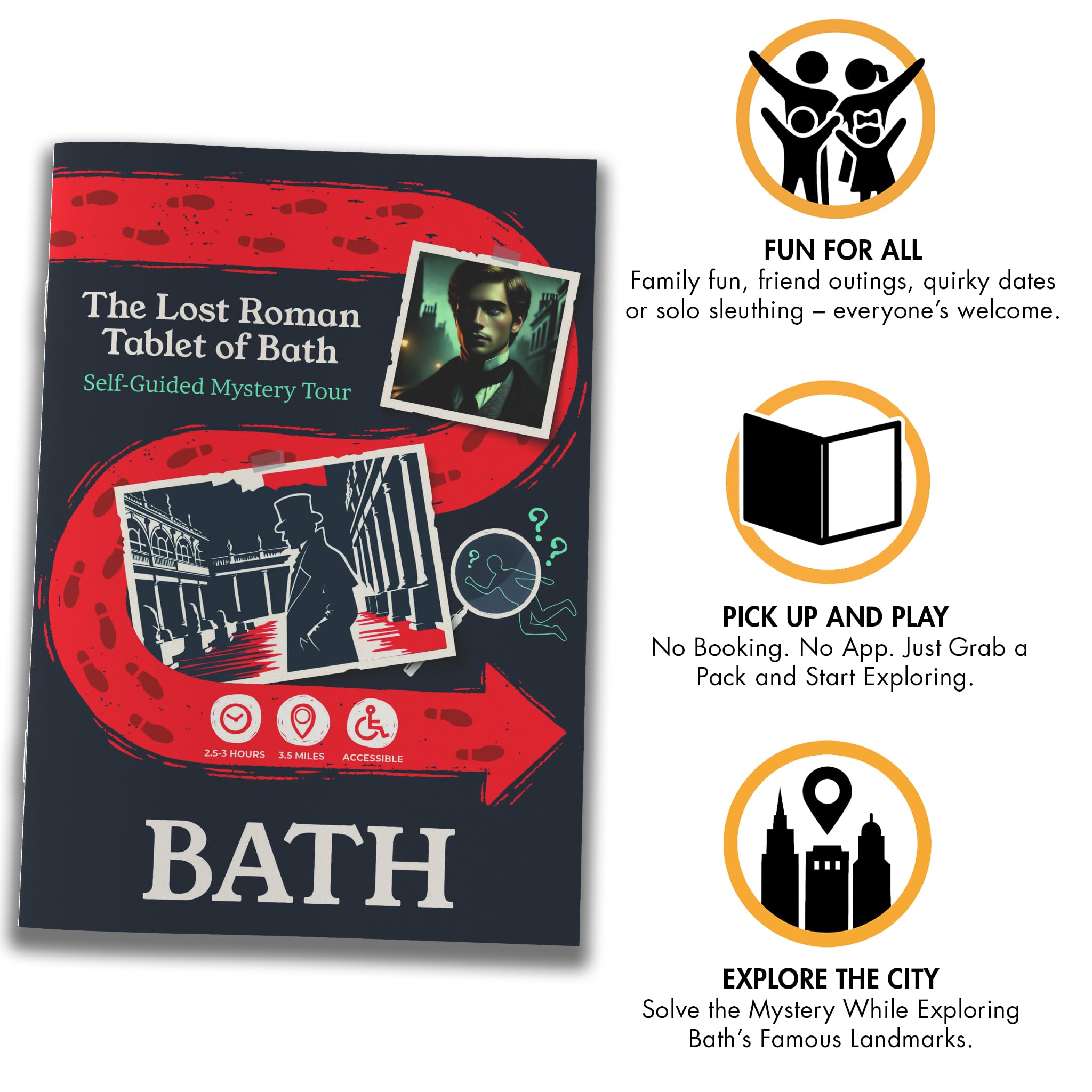 Tour a piedi del mistero dell'omicidio autoguidato - La tavoletta romana perduta di Bath (Bath Edition) Risolvi indizi, Esplora punti di riferimento, Gioco detective all'aperto per adulti, coppie e