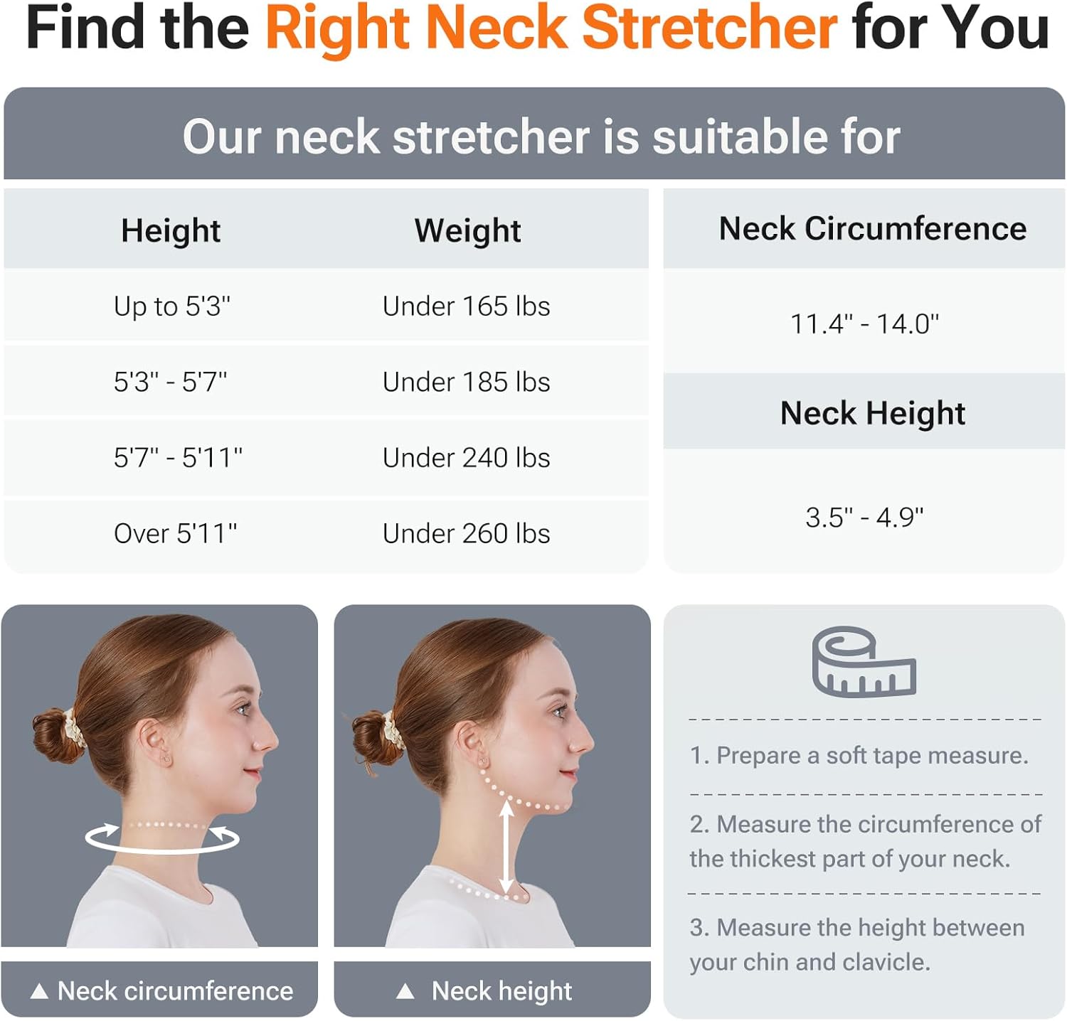 Built-in Inflatable Neck Stretcher with High-Front & Low-Back for Effective Traction, Neck Decompression Devices with 3-Layer Chambers in Varied Sizes, Cervical Traction Device for Home Use - Image 8