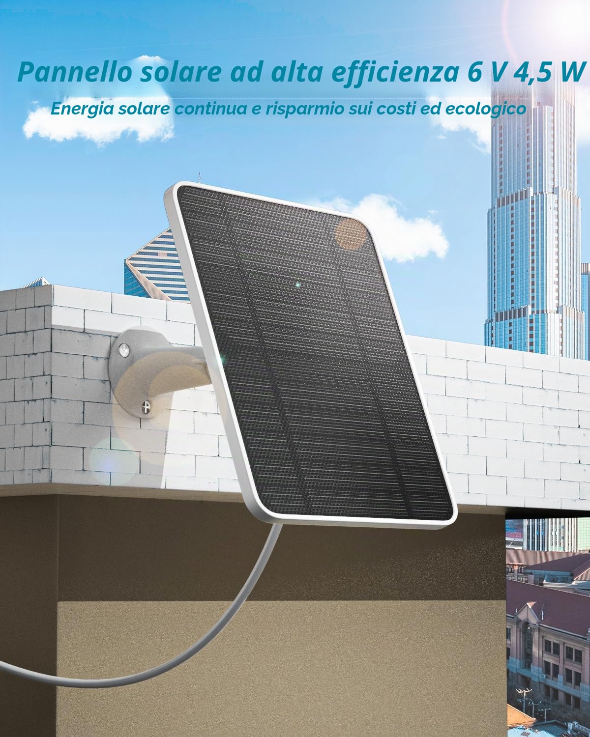Caricatore del modulo solare, compatibile con Arlo Ultra/Ultra 2/per 4/per 3 telecamera di sicurezza dei proiettori, celle solari da 5 V/4 W, caricabatterie IP65, staffa regolabile, 3 pacchetti
