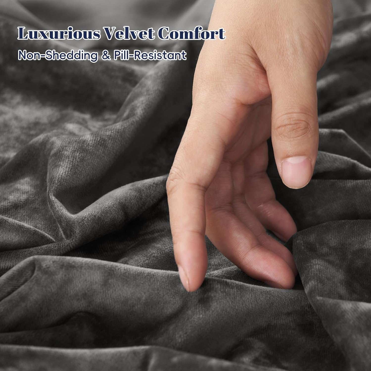 PHF Crushed Velvet Comforter Set King Size, 5-Piece Luxury Winter Bedding Sets with 2 Euro Shams, Heavyweight Warm Fluffy Velvet Bed Spread, Glam Home Decor, Grey - Image 5