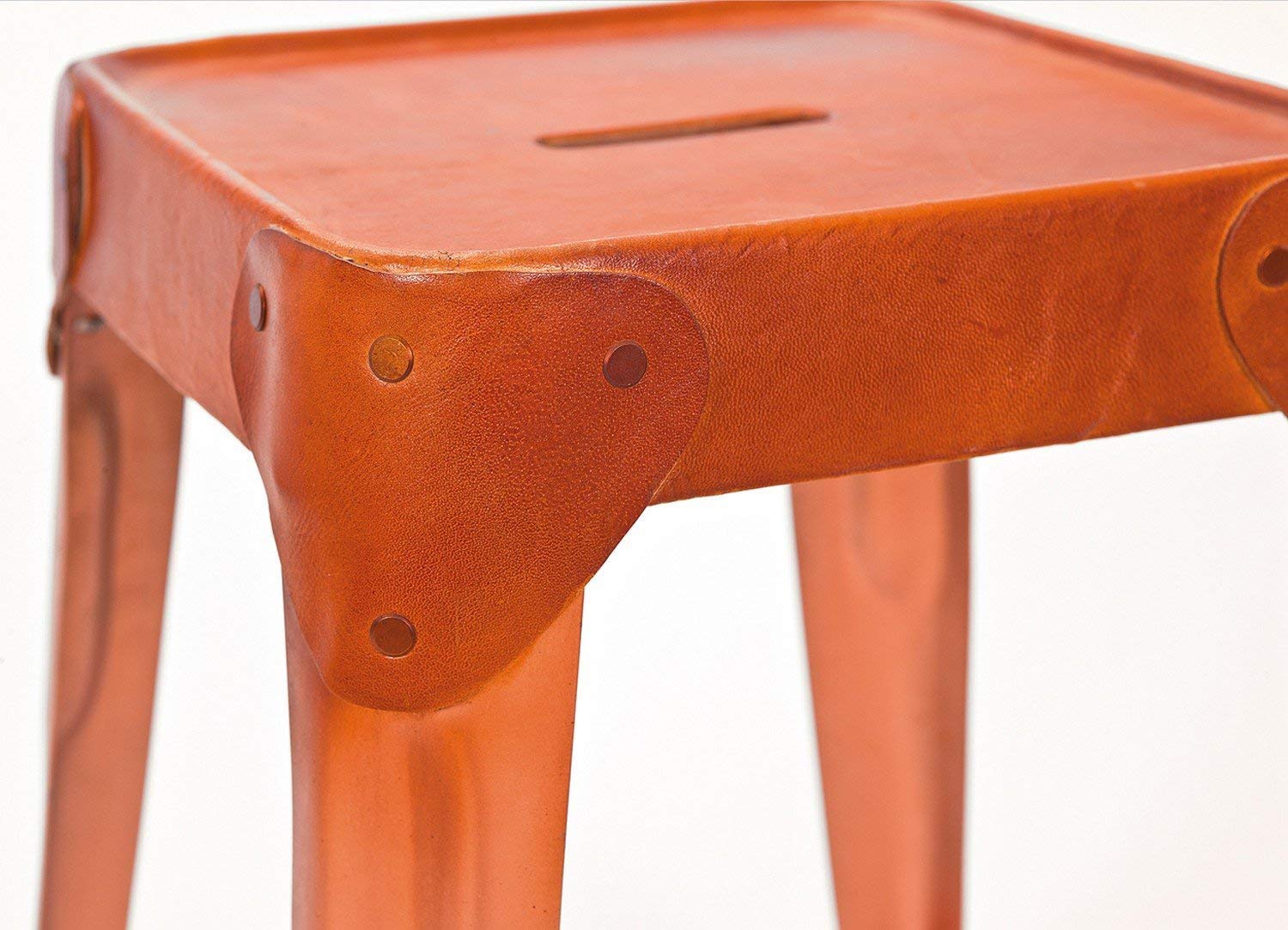 Inter Link - Juego de 4 taburetes - Metal Cobre - Asiento Cuero - Reema
