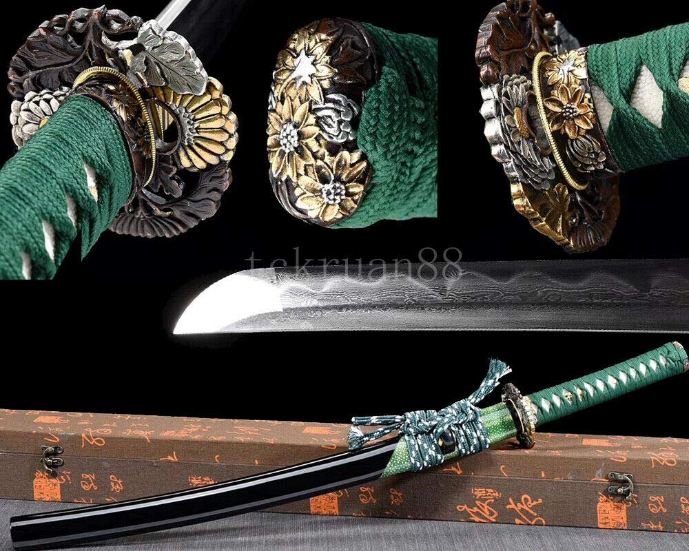 YL Sword Functional Folded Steel Wakizashi Noble Japanese Sword Clay Tempered Full Tang