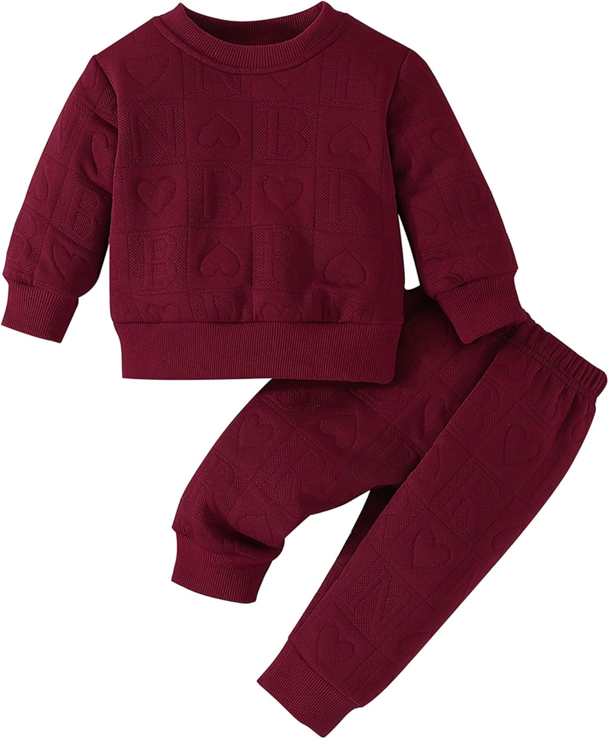 Jecson Toddler Baby Girl Clothes: Soft Warm Outfits Set Quilted Heart Sweatshirt & Pants Cute Fall Winter Home Out 2Pcs 3M-4T