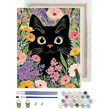 VIGEGU Black Cat Paint by Numbers Kit for Adults Beginner with Framed,Easy Adult Paint by Number Kits on Canvas DIY Painting for Beginners Art by Numbers for Home Wall Decor 10x12 Inch