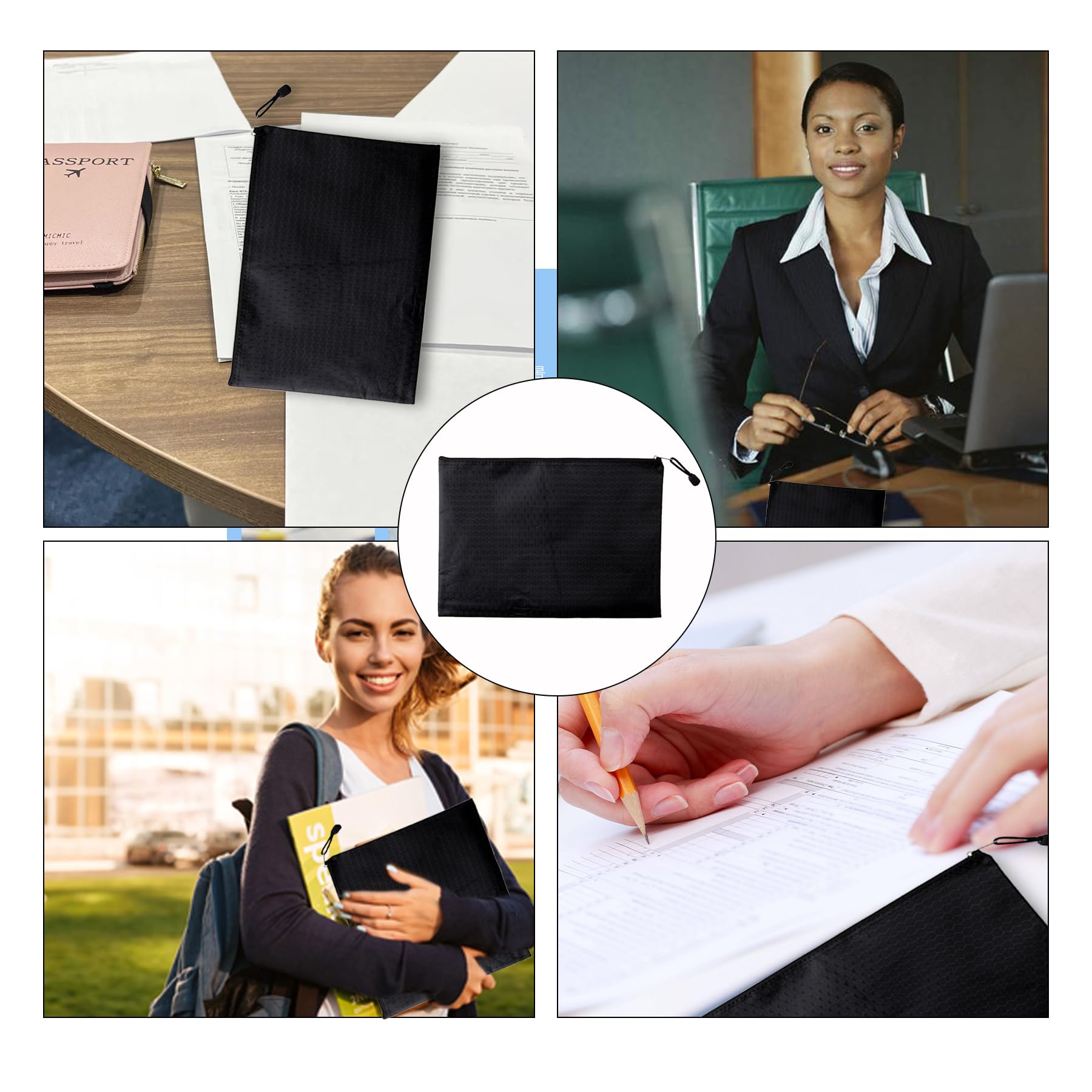Lot De 8 Pochettes De Rangement étanches A5 (23x18 Cm) – Pour Billets, Documents, Pièces – Tissu Oxford, Zip – Organisation Sécurisée - 5