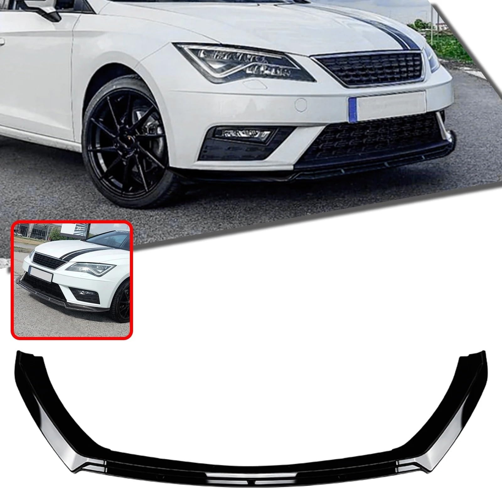 Frontal Alerón Alerón De Parachoques Delantero para Coche Divisor Inferior Labio para Seat para Leon MK3.5 2017-2020 Versión Estándar(Aspecto de Fibra de Carbono.)