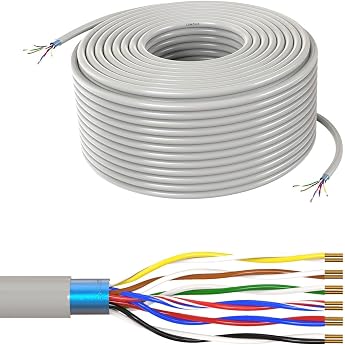 Lumonic Jysty Telephone Cable 6 x 2 x 0.6 mm CCA 50 m Color Coded & Shielded Metre Marking Telecommunication Cable Telephone Connection Cable Gray