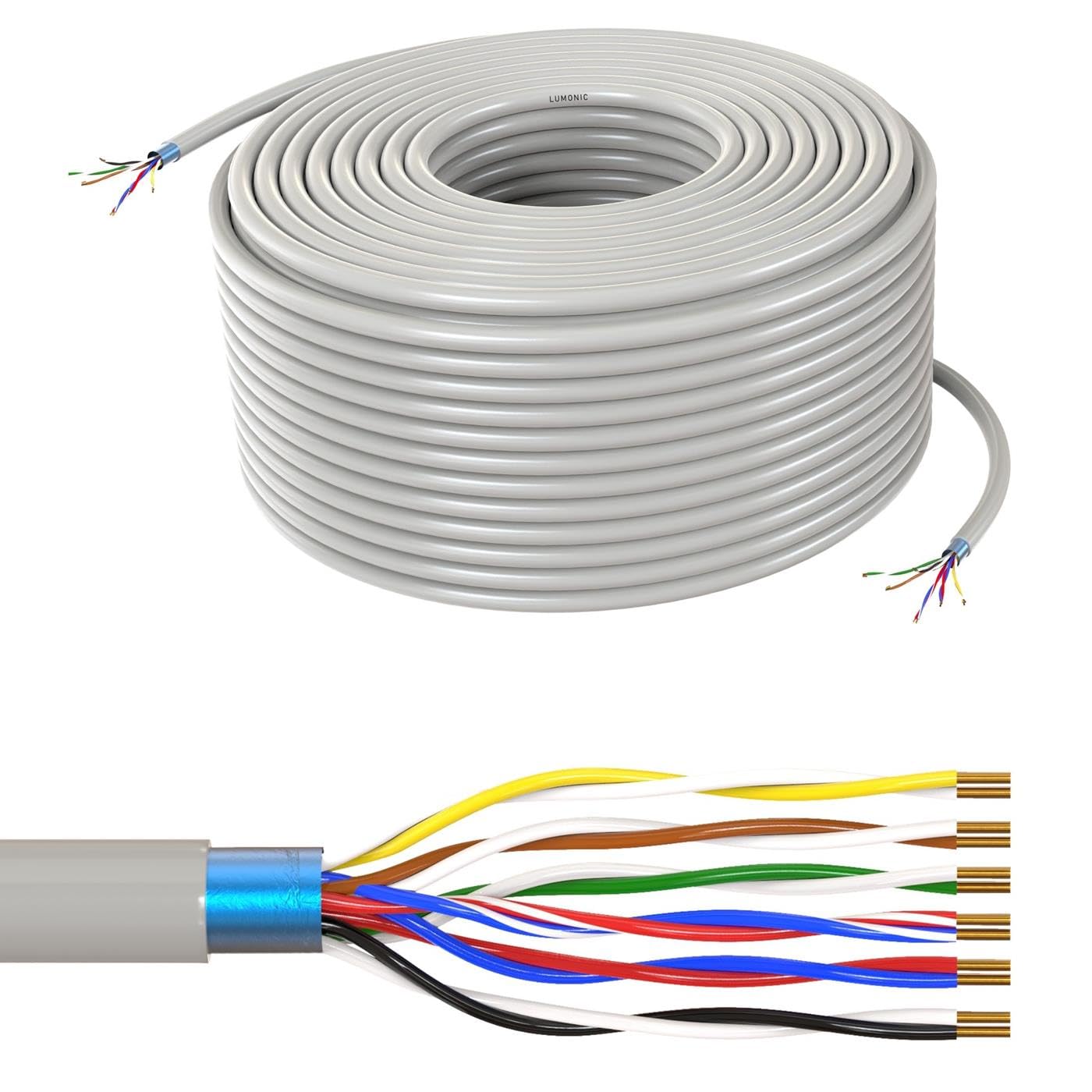 Cable de telecomunicaciones JYSTY 6x2x0,6mm CCA apantallado para telefonía fija y datos 50m 6