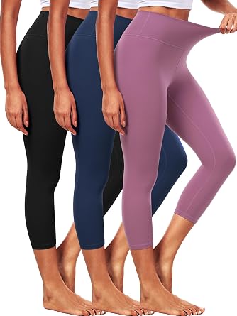 CADMUS Womens Yoga Legging Capris Soft High Waist Tummy Control Workout Pants