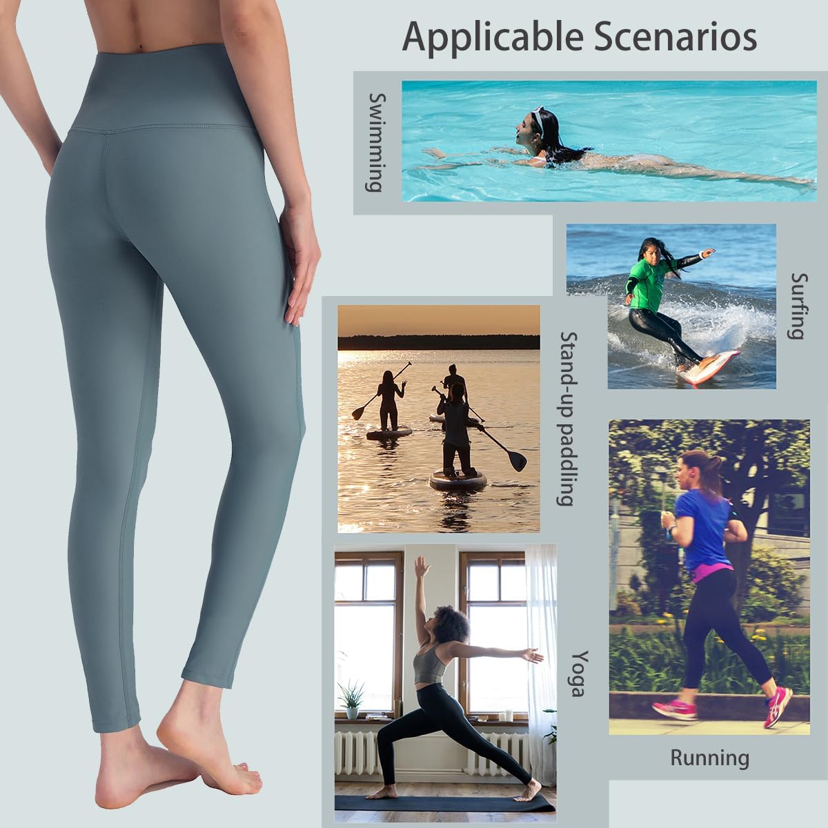 Ubestyle UPF 50+ High Waist Women's Swim Pants Swim Leggings Swimming Tights Rash Guard Pants Sun Protective - Image 4