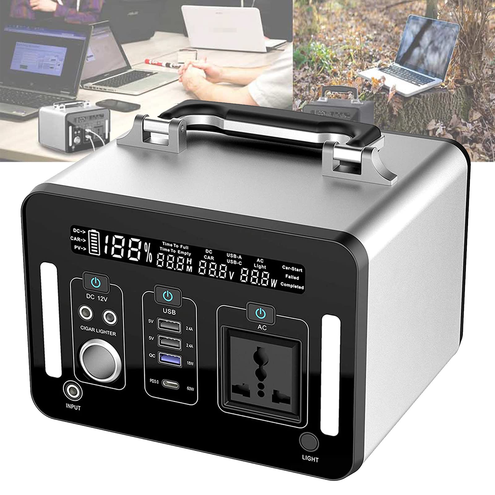 Alimentation de stockage d'énergie portable 500 W, batterie d'alimentation de stockage d'énergie de secours 220 V, alimentation de secours pour camping en plein air,A