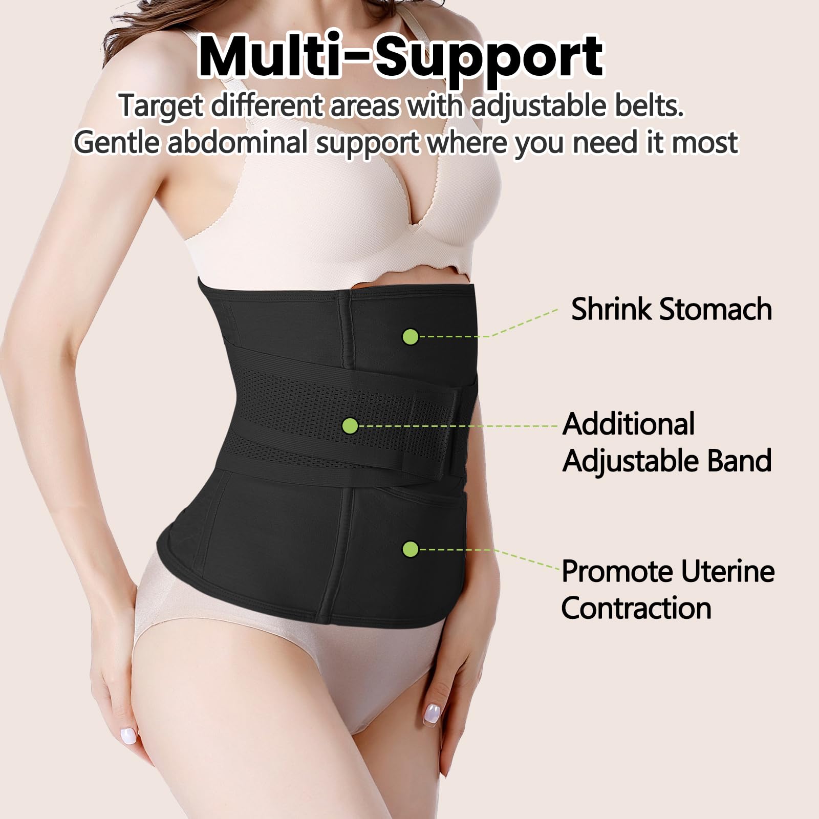 Pas poporodowy C-Section Recovery Belt Back Support Belly Wrap Belly Band Shapewear - czarny - L