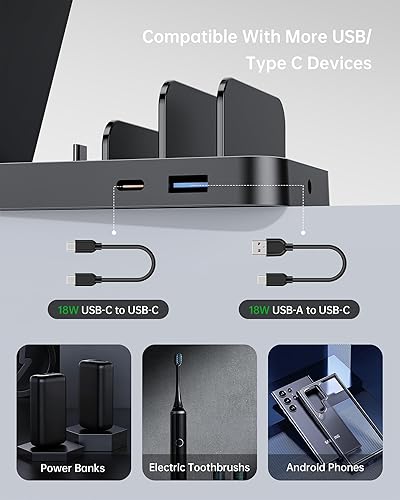 Miniatura 6 de Samsung - Estación de carga, cargador inalámbrico 5 en 1 para Galaxy S25 Ultra/S24 Ultra/S23/S22, soporte de cargador para Samsung Galaxy Negro