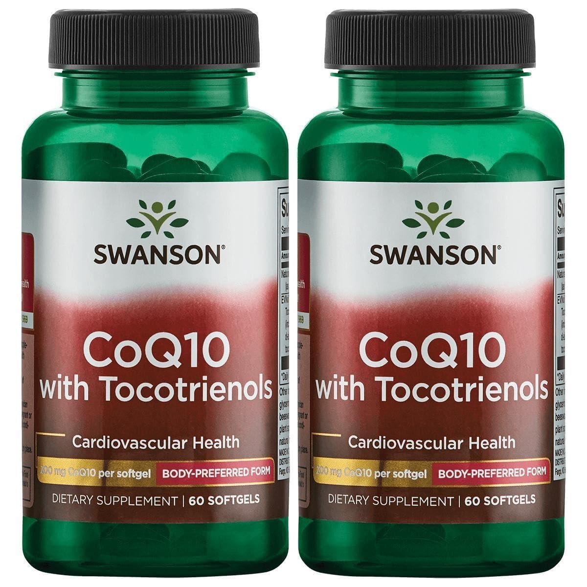 Swanson CoQ10 with Tocotrienols 200 mg, 60 Softgels, 2 Pack 60 Count (Pack of 2)