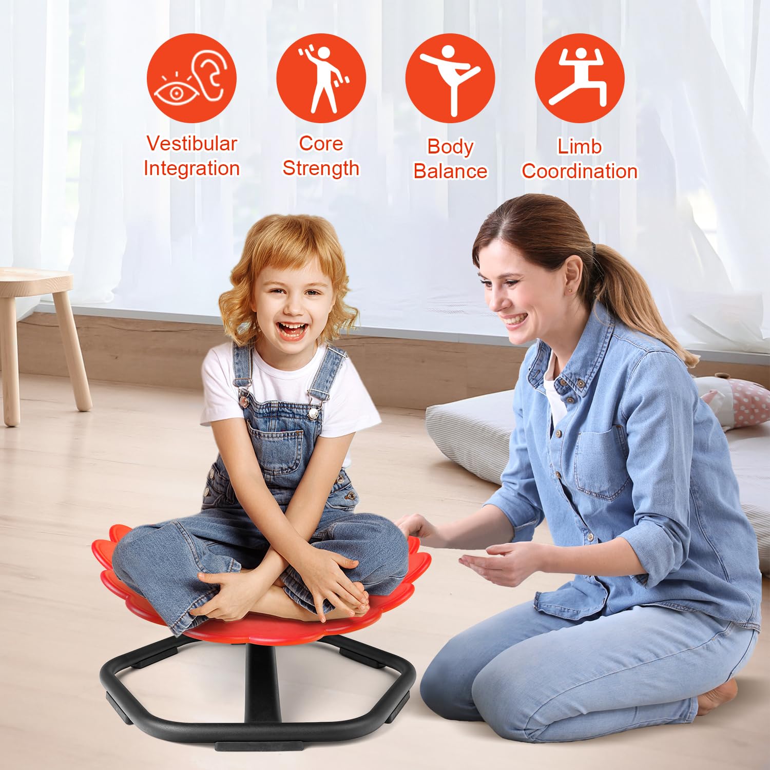 Amazon.com: TERRAMUS Flower Swivel Chair for Kids, 360° Spinning