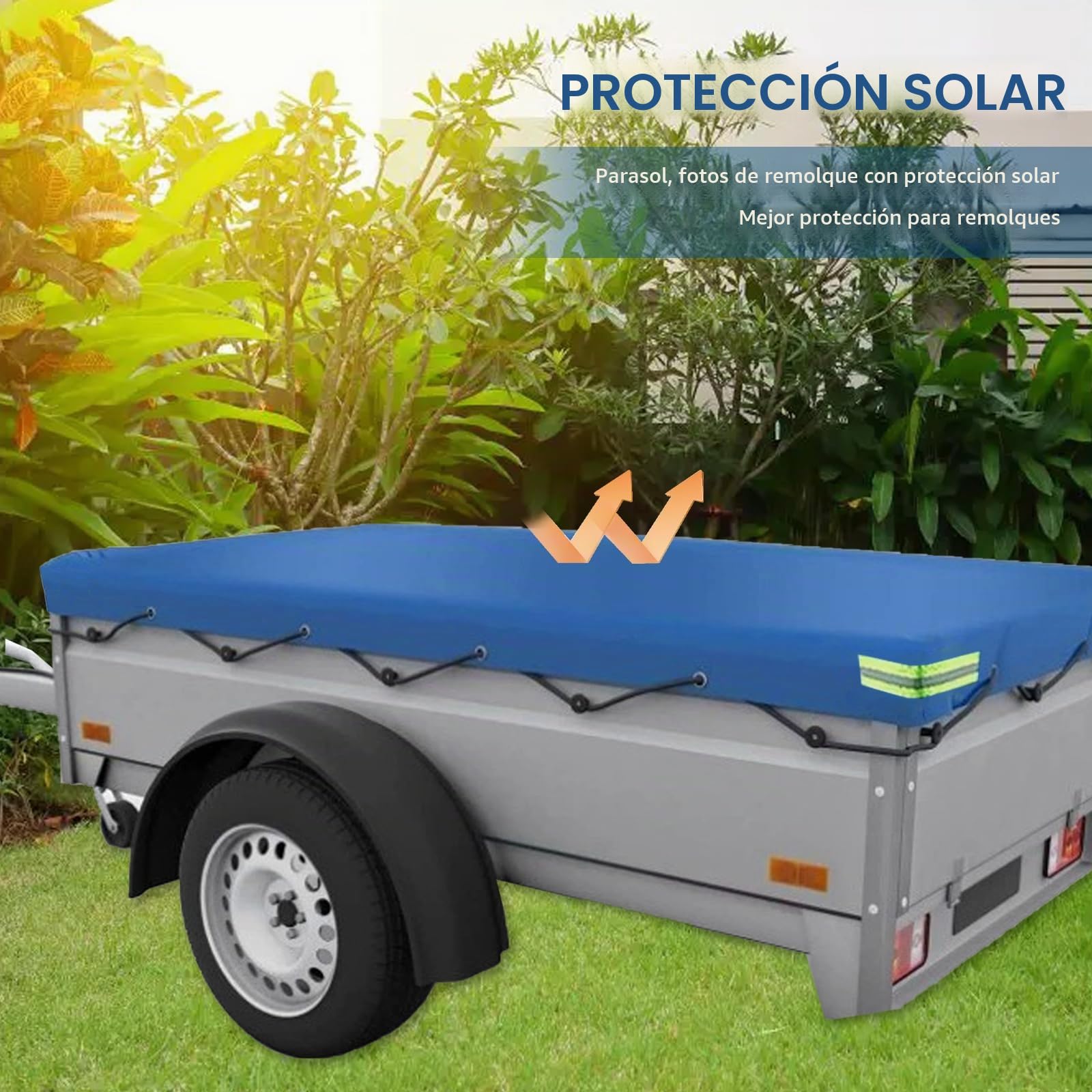 Lona para Remolque,Lona Plana para Remolque 210x115x10cm,Lona Remolque,Fundas para Remolque Plana Oxford 420D,con Cuerda de 8m,Lonas Impermeables Exterior,para Remolques de Coches