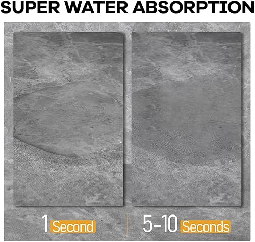 Miniatura 3 de Alfombra de baño suave y absorbente, para ducha y suelo, antideslizante, lavable a máquina, para frente de bañera y ducha (27 x 17 pulgadas, gris