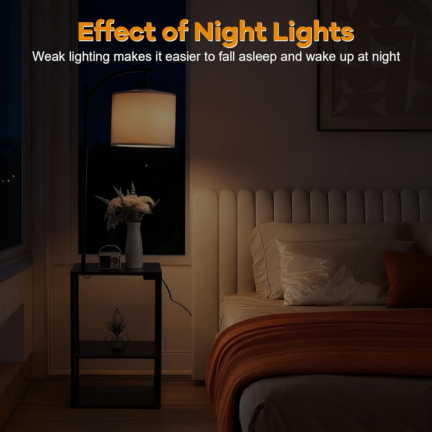 Floor Lamp with Table, Side Table with Lamp with 3-Layer Shelf, 3 Color Temperatures with Remote Control, Remote Control Natural Wood End Table for Bedroom Living Room Office
