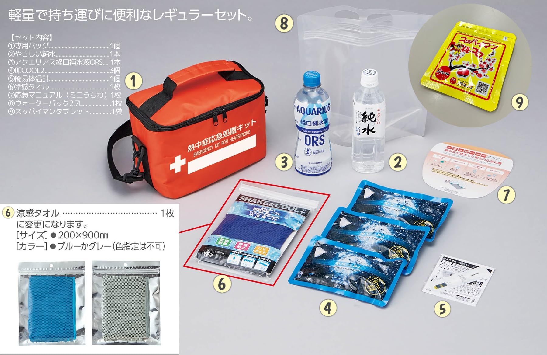 Amazon.co.jp: アズワン 熱中症 応急処置キット 9種セット