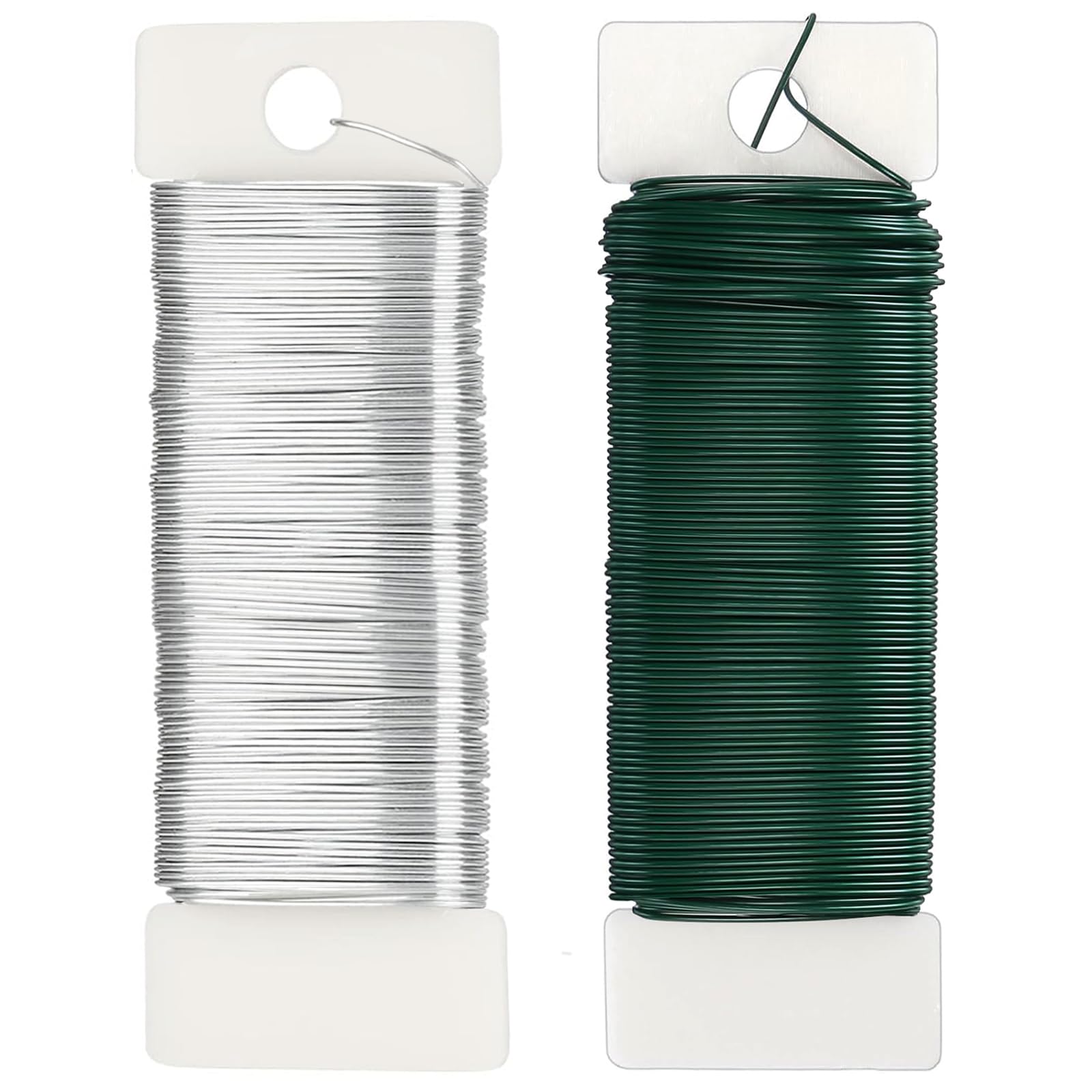 AMLOOPH Florist Wire Supplies - 70m Green & Silver 22 Gauge Xmas Christmas Craft Floral Wreath Wire Kit