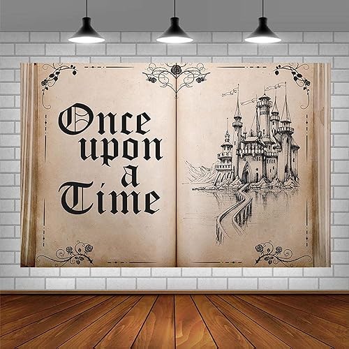 Miniatura 2 de Telón de fondo de libros de cuentos de hadas de 7 x 5 pies, libro de apertura antigua, decoración de fiesta, castillo antiguo, princesa, boda,