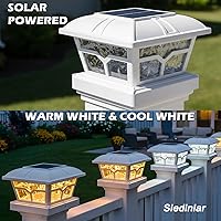 Vista 2 de Siedinlar Luces solares para postes al aire libre, 2 modos de color, 8 LED para postes de 4 x 4, 5 x 5, 6 x 6, decoración de patio, blanco cálido