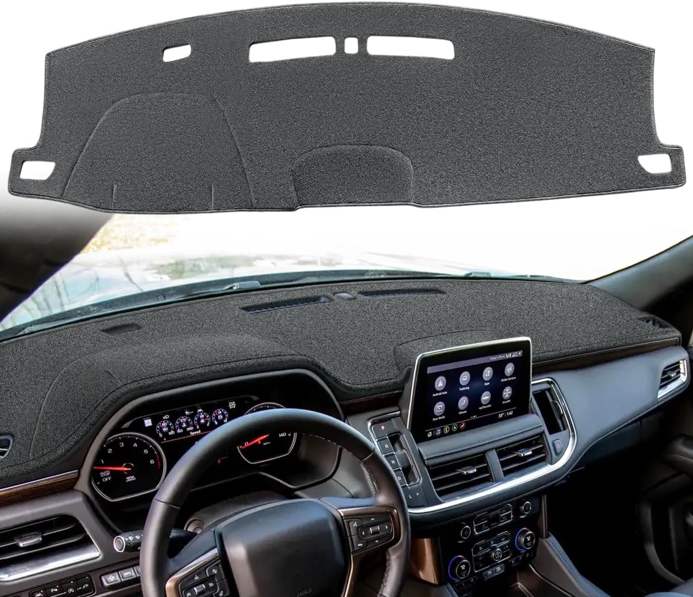 Dash Cover Mat Custom Fit for GMC Yukon/Yukon XL/Chevy Chevrolet Tahoe Suburban with Light Sensor with FCA,w/o Head Up Display w/o Speaker Dashboard Pad Cap Carpet Protector K319A (Dark Gray)