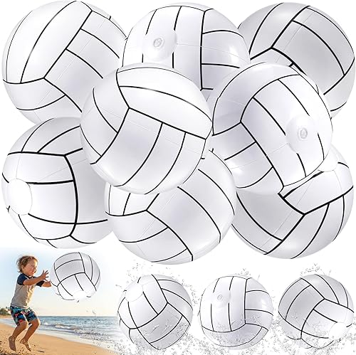 Miniatura 9 de Sosation 8 bolas inflables deportivas de 16 pulgadas, pelota de playa inflable de 4 estilos, decoraciones de fiesta deportiva, pelotas de piscina,