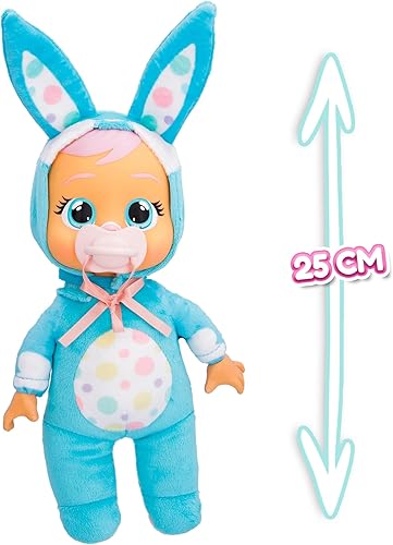 Miniatura 3 de Cry Babies Tiny Cuddles Bunnies Brooks - Muñeca bebé de 9 pulgadas, lágrimas reales de llanto, pijama con temática de conejo azul