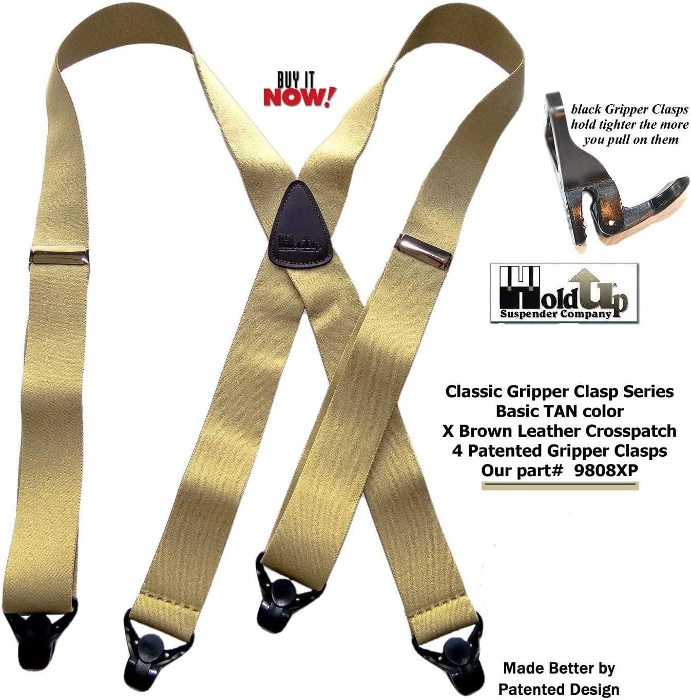 Holdup 1 1/2" wide Classic Series Suspenders for Men with Patented Gripper Clasp - Image 7