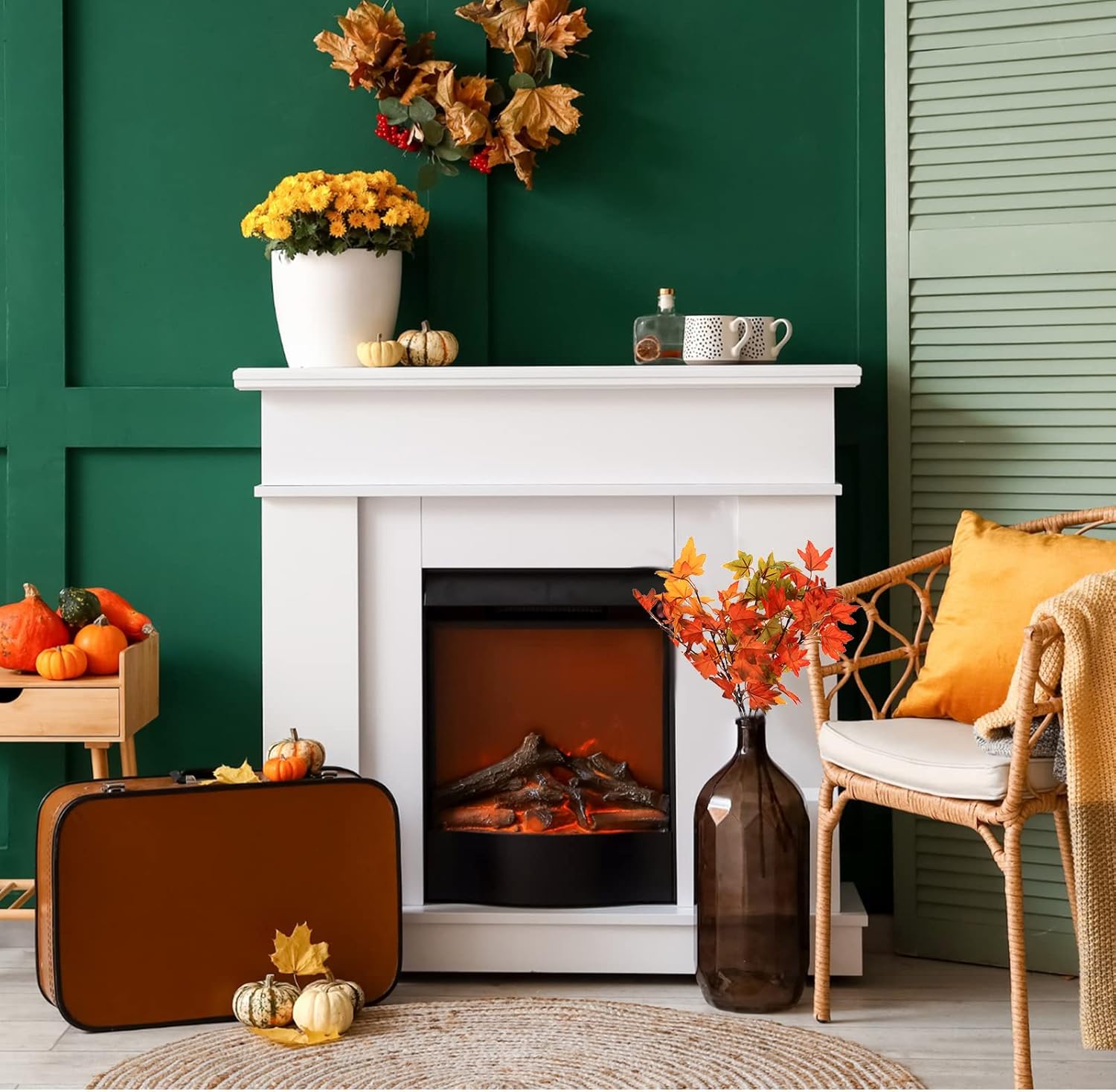 SATINIOR 16 Pcs Thanksgiving Artificial Maple Leaves Branches Thanksgiving Decorations for Home Fall Leaves Stems Fall Fake Maple Shrubs Faux Branches for Home Table Vase Autumn Party Decor - Image 6