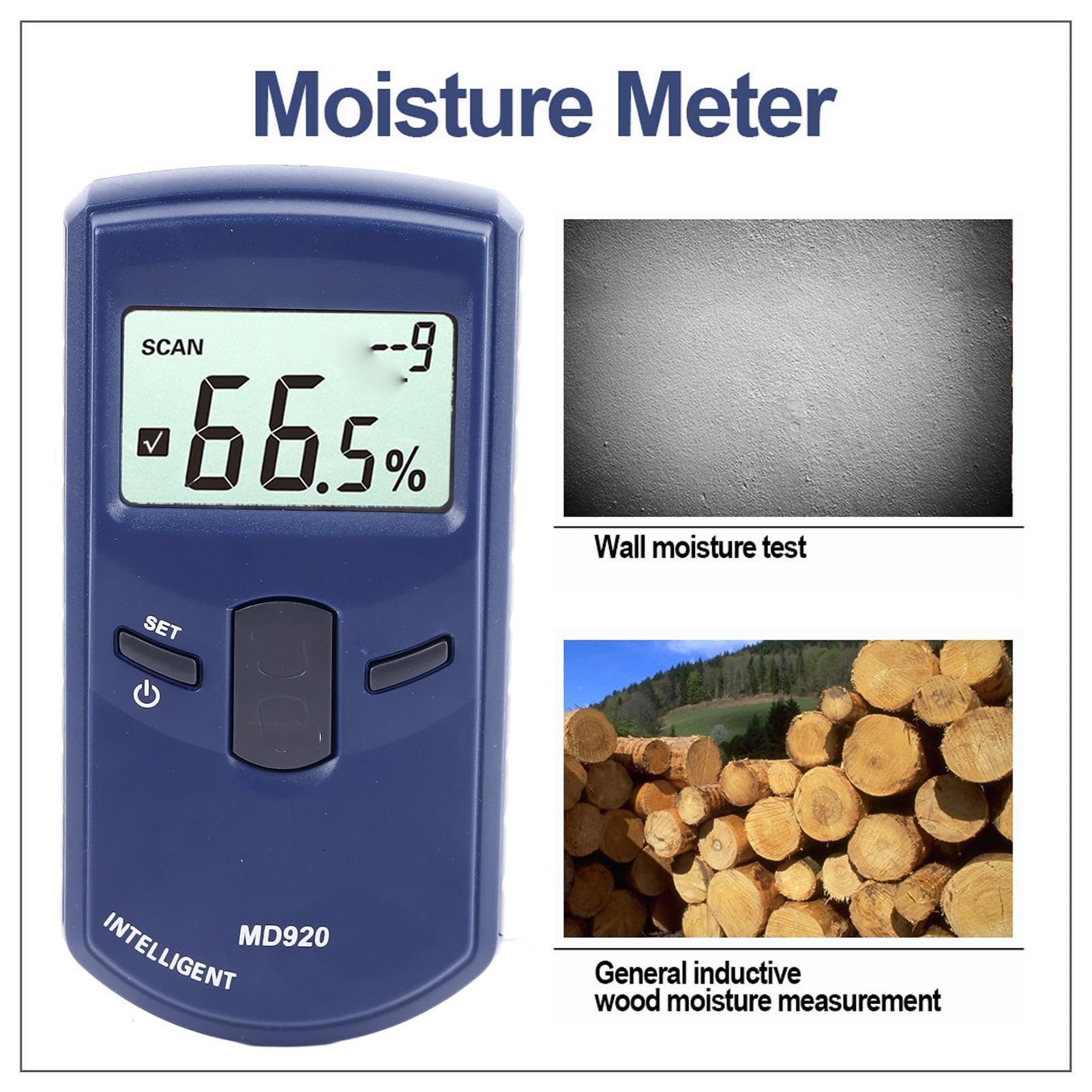 XHTLLO 2 in 1 Meter, LCD Display High Accuracy Density Adjustable Detector Humidity Tester, for Wood Wall - Advanced Technology