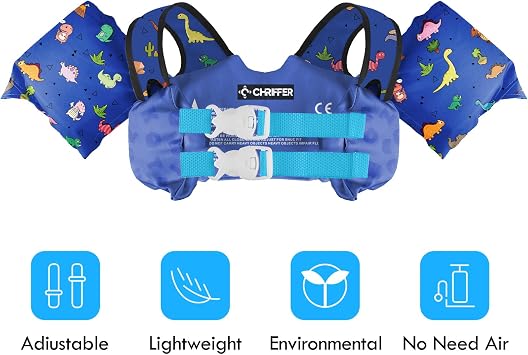Chriffer Kids Swim Vest Life Jacket for 30-55 Pounds Boys and Girls, Toddler Floaties with Shoulder Harness Arm Wings for 2,3,4,5,6,7 Years Old Baby