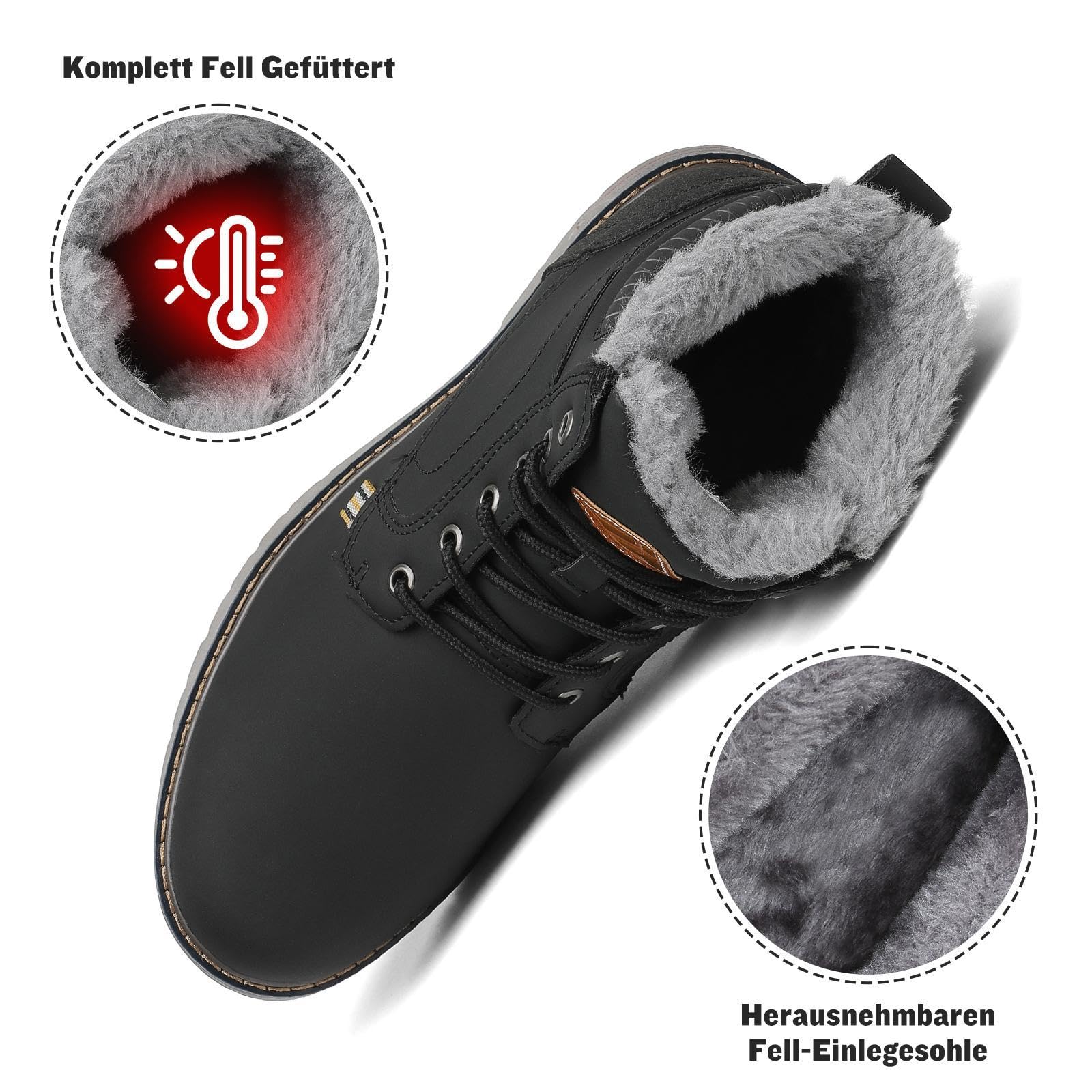 Mishansha Scarpe Uomo Donna Invernali Impermeabili Antiscivolo Stivaletti Invernali con Pelo, Gr.36-48
