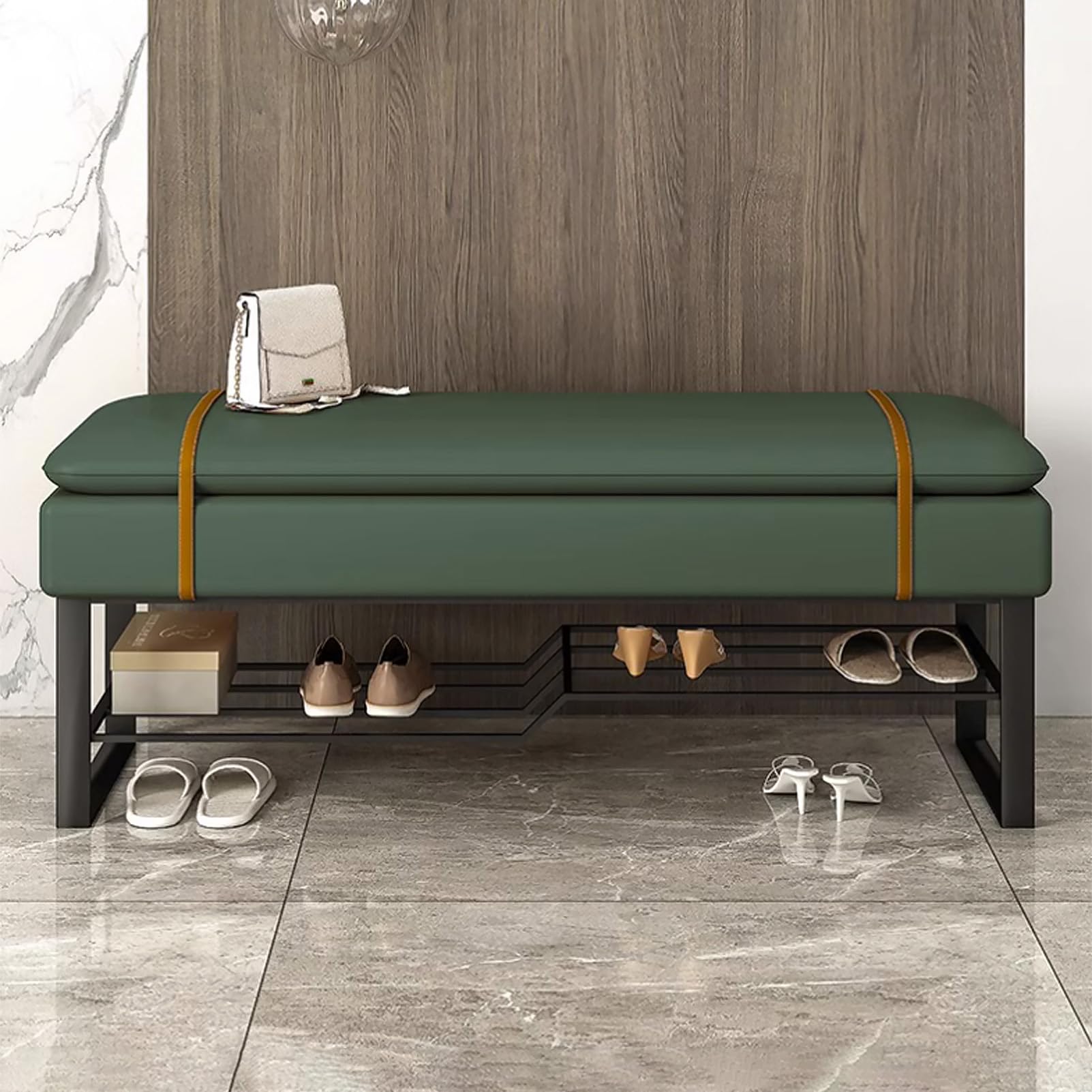 Banc de rangement chaussures haut de gamme assise cuir confort