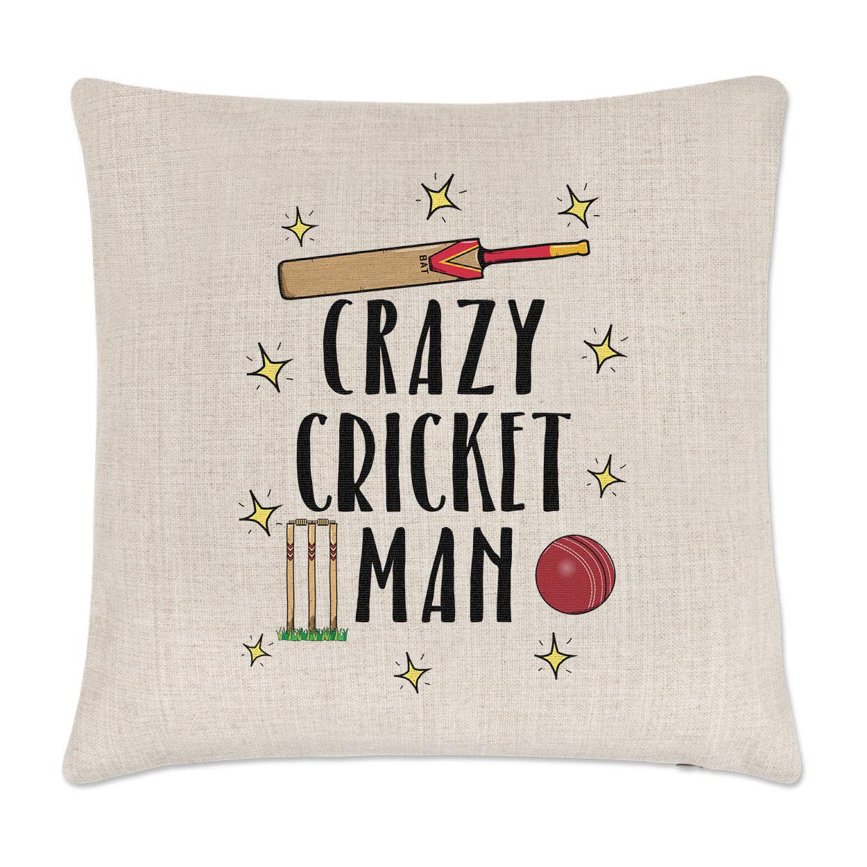 Gift Base Crazy Cricket Man Linen Cushion Cover