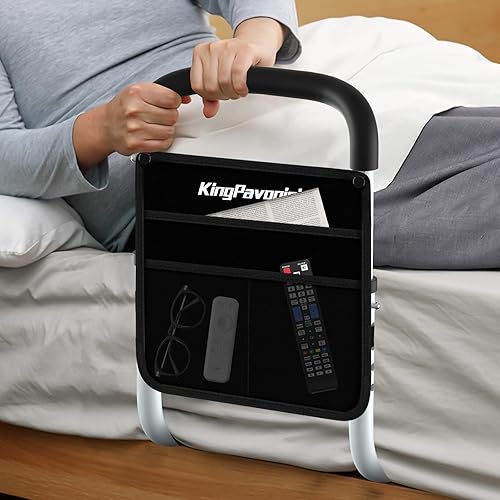 Miniatura 7 de Riel de cama  Rieles de cama para adultos mayores  Asistente de movilidad de barra de soporte de cama médica con bolsa de almacenamiento gratuita y