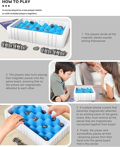 Miniatura 3 de Magnetic Chess Strategy Game, Multiplayer Magnet Board Game, Strategy Table Top Magnet Game with Sponge GrooveRope, Portable Battle Chess with