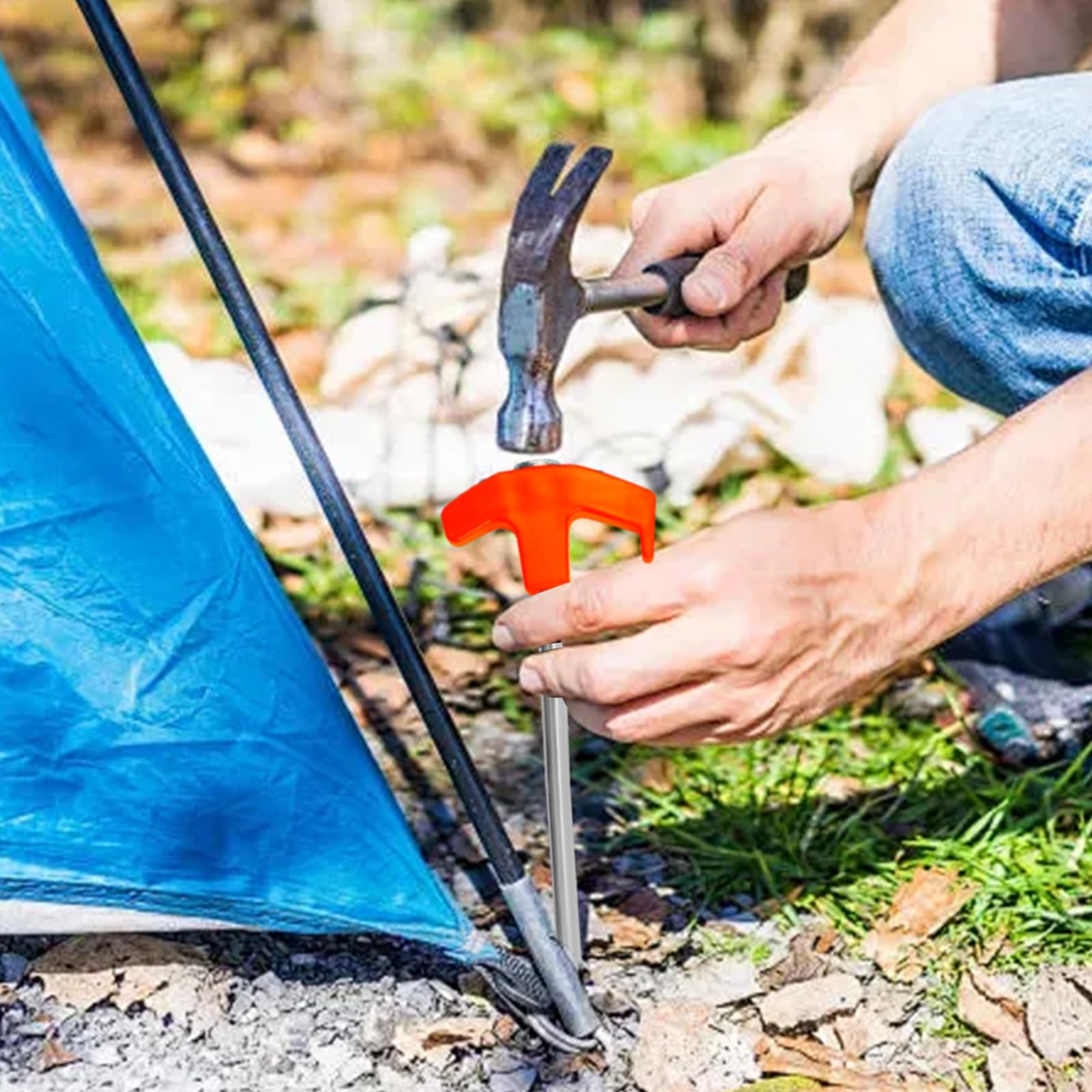 COM-FOUR® 12x Piquets De Tente En Acier - Piquets De Sol Robustes Avec Filetage Pour Le Camping Et L'extérieur - Idéal Pour Les Sols Normaux Et Durs Avec Une Poignée En T