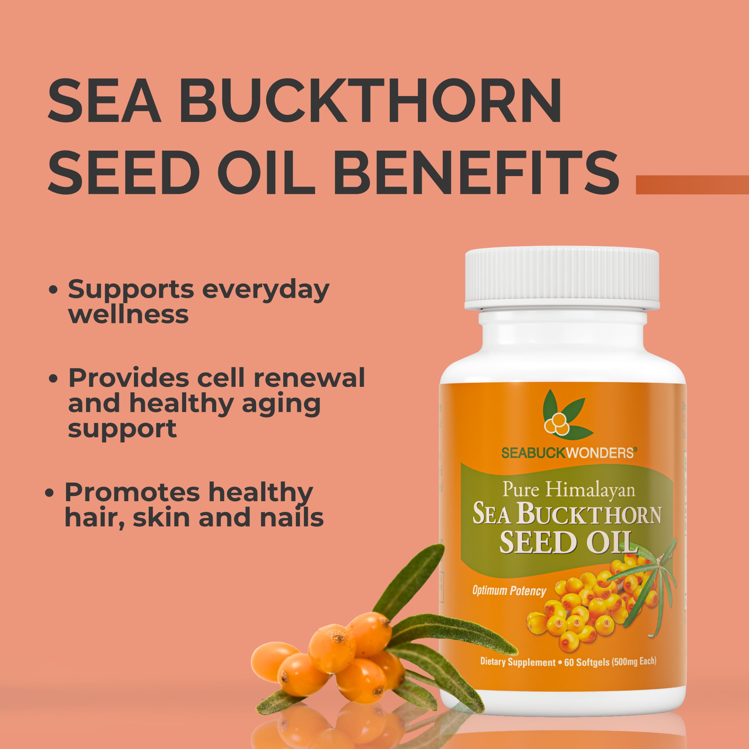 SeabuckWonders Organic Sea Buckthorn Seed Oil, 120 Softgels — Amazon image 2