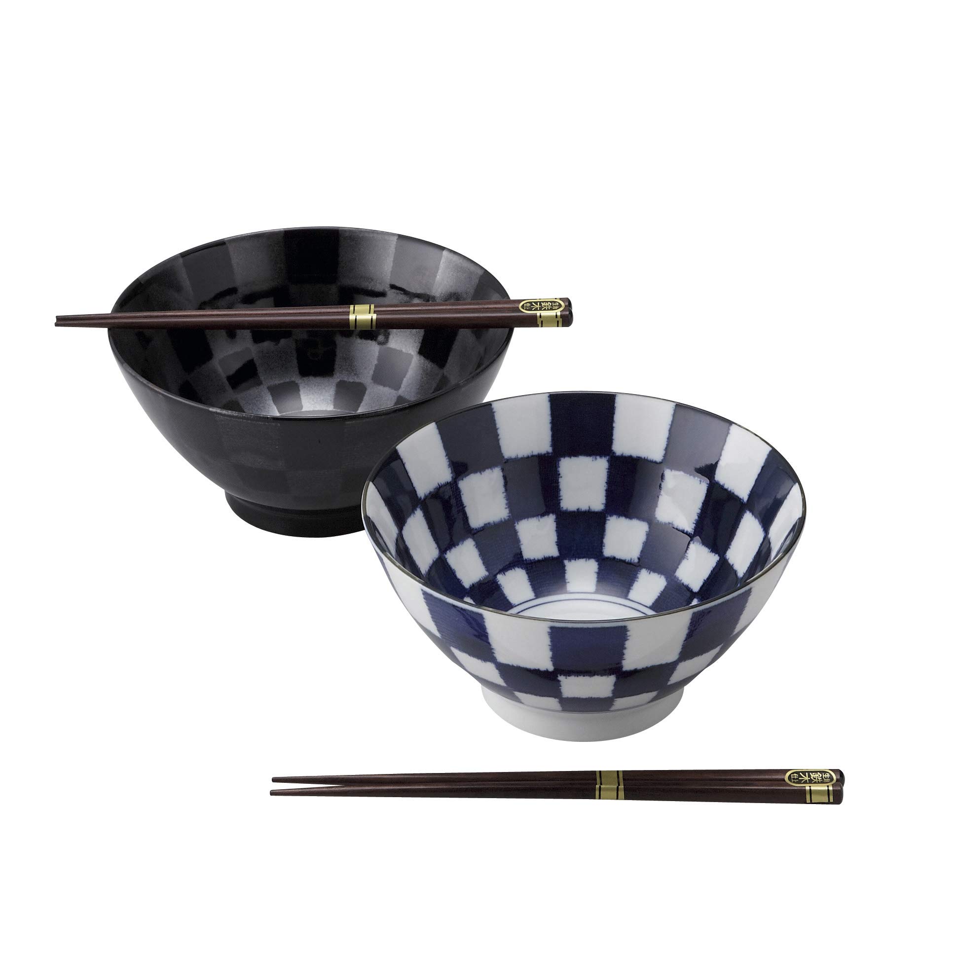 Bindas様 Zen Table Japan Kayame-Ichimatsu Checkered Donburi Bowls With