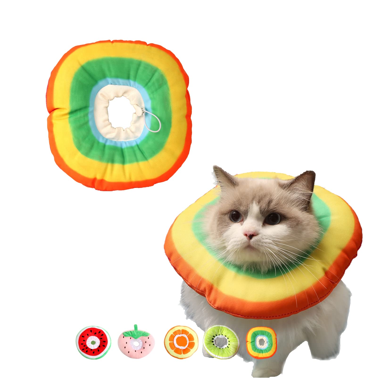 Siribelle Collar Isabelino Gato Perro Collar de Recuperación Cono Gato Ajustable Suave Collarin Gatos para No Rascarse Perros Pequeños Rainbow S